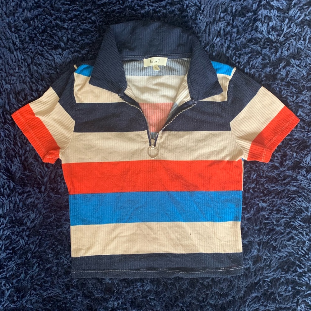 Striped zipper top
